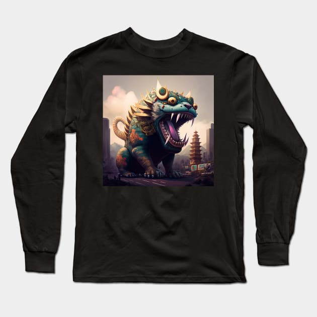 Catzilla ancestral Long Sleeve T-Shirt by JayD World